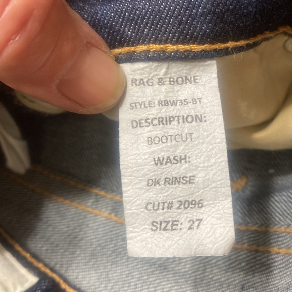 Rag & Bone Stiletto Bootcut Dark Wash Jean 27 low rise EXCELLENT CONDITION - Picture 9 of 11